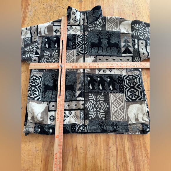 Vintage Pure Alaska Gold Fleece Print Jacket Mens M Y2K 90s Winter Full Zip USA - Picture 9 of 13